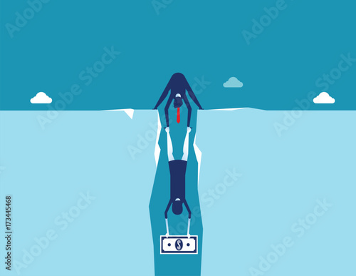 Two buisness person is grab money from the trap. Concept business vector illustration.