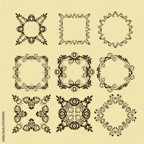 illustration of set of vintage design elements