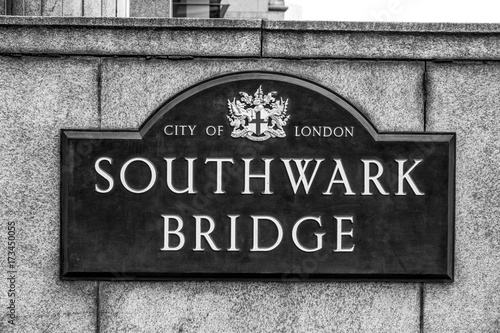 Street sign Southwark Bridge SE1