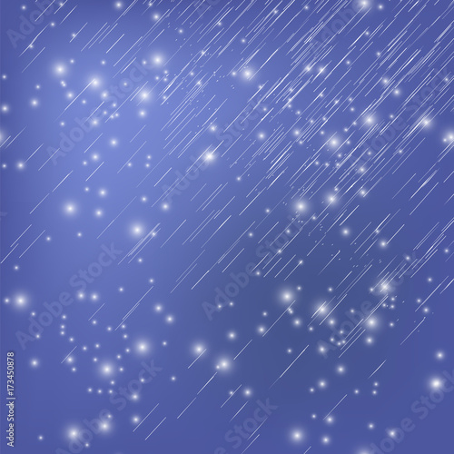 Shooting Stars on Nignt Sky. Meteor Shower