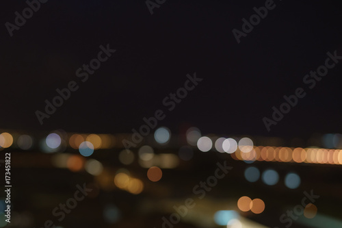 bokeh blur of city lights from high spot