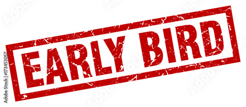 square grunge red early bird stamp