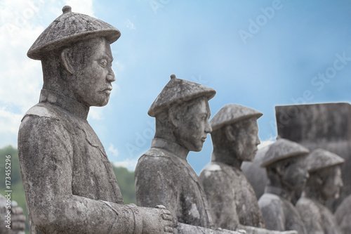 ancient statues in Khai Dinh tomb in Hue Vietnam