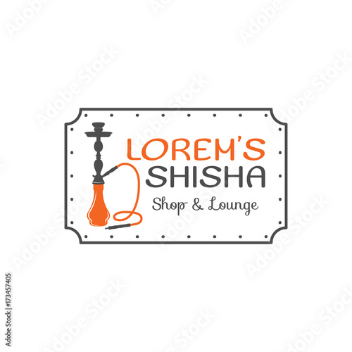 Hookah relax label, badge. Vintage shisha logo. Lounge cafe emblem. Arabian bar or house, shop. Isolated. Stock vector illustration