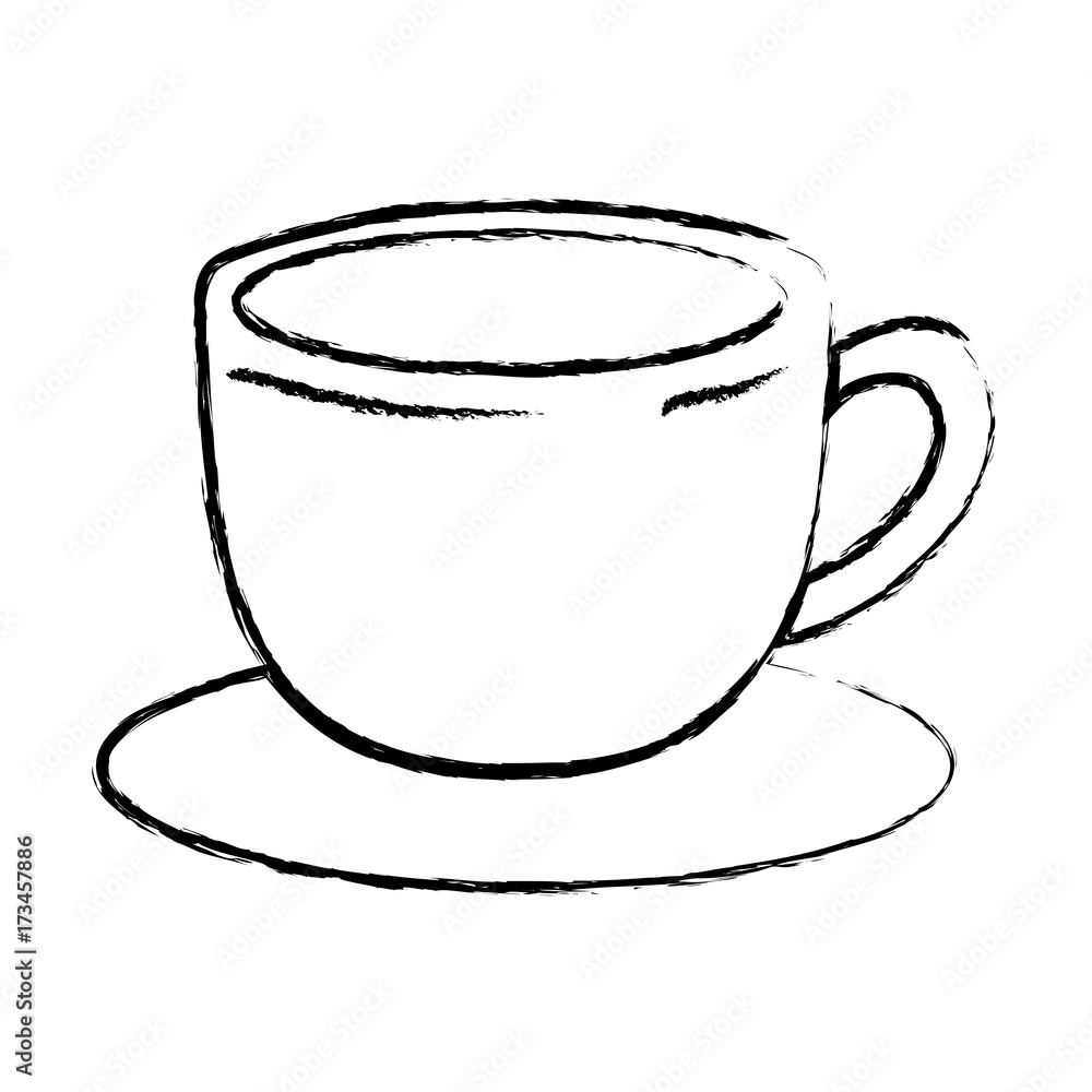 cup of coffee with handle on dish monochrome blurred silhouette vector illustration cup of coffee with handle on dish monochrome blurred silhouette vector illustration
