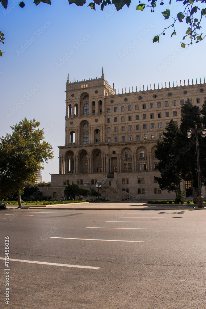 Baku, Azerbaijan - September 20, 2017. The Government house of Azerbaijan in Baku, Azerbaijan.