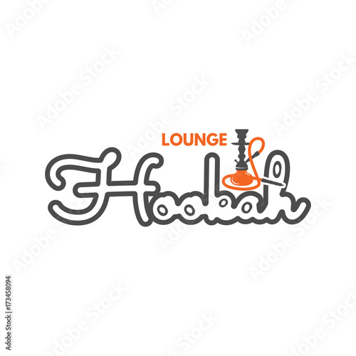 Hookah lounge logo, badge. Vintage shisha logo.Cafe emblem. Arabian bar or house, shop. Isolated on white background. Stock vector illustration