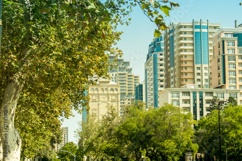 Baku, Azerbaijan - September 20, 2017. buildings in the city