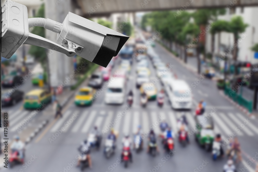 CCTV security camera with traffic road. CCTV security camera with traffic road.