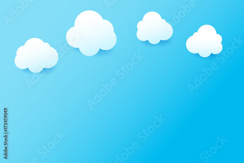 Blue sky and cloud with drop shadow natural background simply geometry element with copy space vector illustration