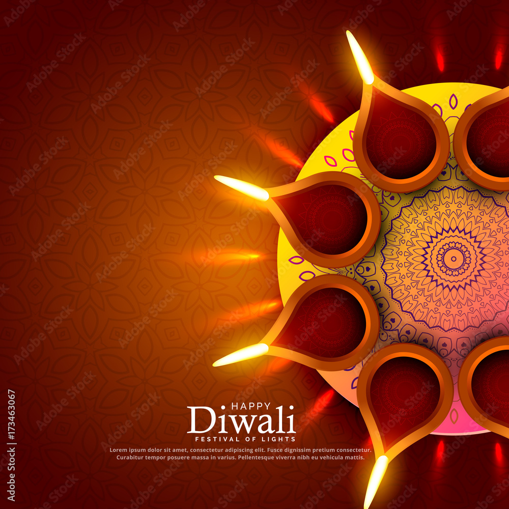 beautiful diwali festival diya greeting background design Stock Vector |  Adobe Stock