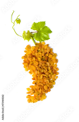 Raisins shaped as grape cluster isolated