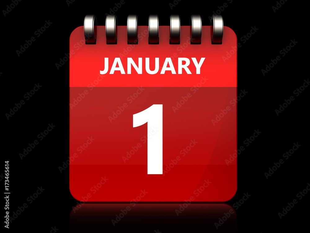 3d 1 january calendar