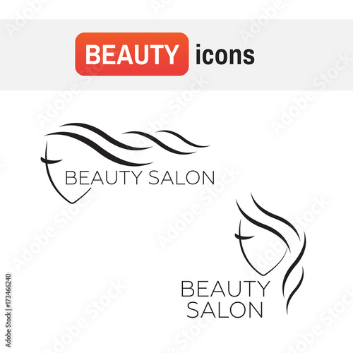 beauty salon logo. Beautiful woman vector logo template for hair salon