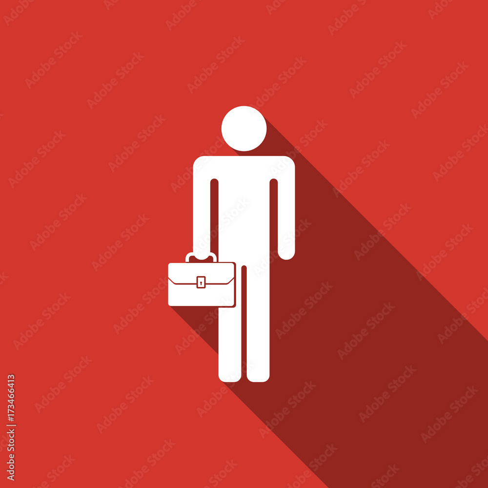 Businessman man with briefcase icon isolated with long shadow. Flat design. Vector Illustration Businessman man with briefcase icon isolated with long shadow. Flat design. Vector Illustration