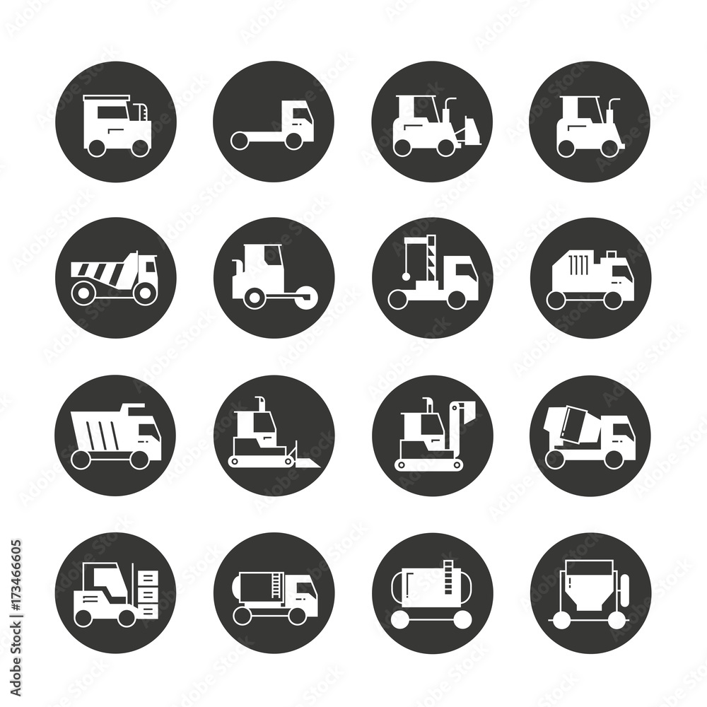 construction equipment and vehicle icons