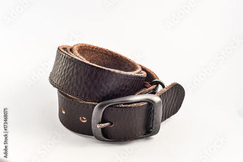 leather belt isolated on white background photo