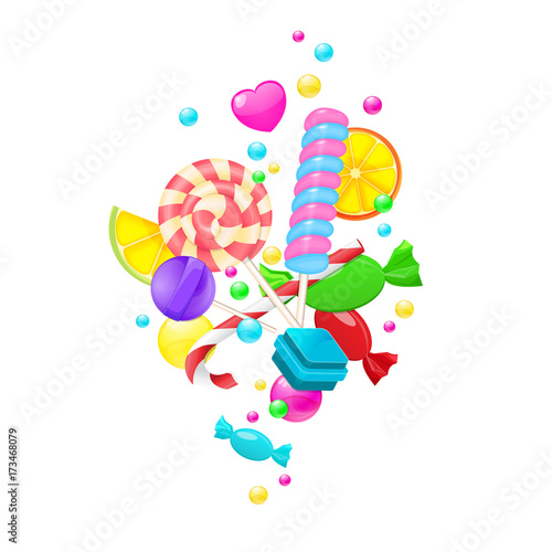 Candy background set isolated on white background. Sweet set wit