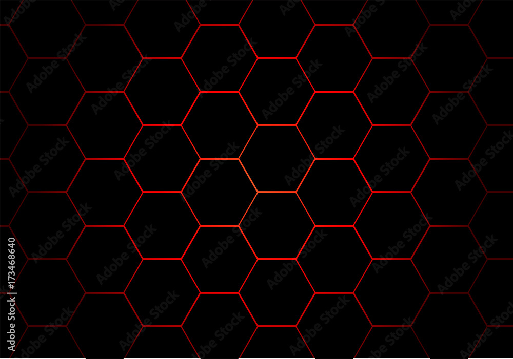 Abstract black hexagon red line pattern design modern futuristic background vector illustration. Abstract black hexagon red line pattern design modern futuristic background vector illustration.