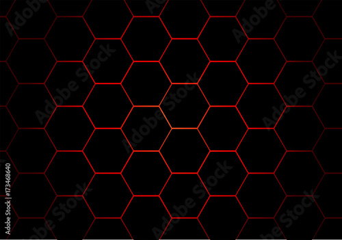 Abstract black hexagon red line pattern design modern futuristic background vector illustration.