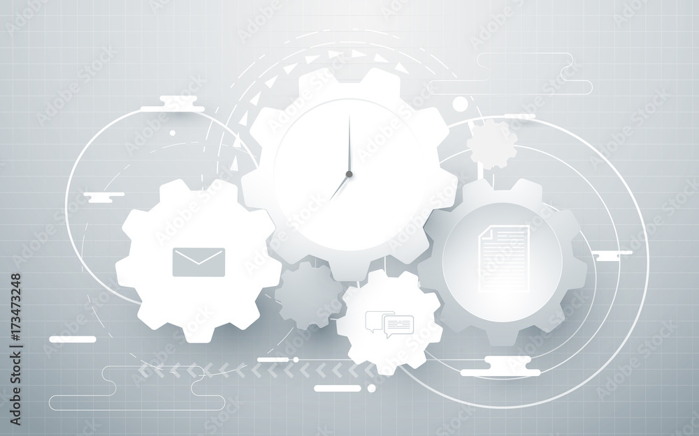 Abstract gear wheel, geometric lines and social icons. work time business concept Abstract gear wheel, geometric lines and social icons. work time business concept