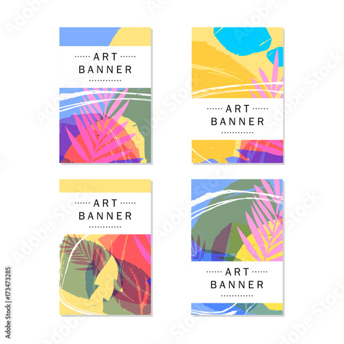 Artistic vector greeting cards design set. Colorful frame pattern texture, abstract template background for leaflet cover presentation, poster, invitation, placard, brochure, flyer, report, stationary