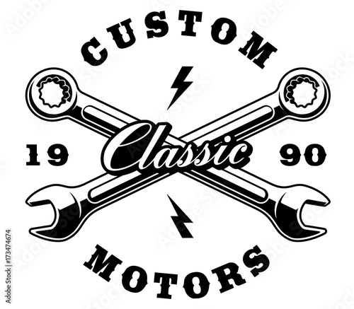 crossed wrenches on white background