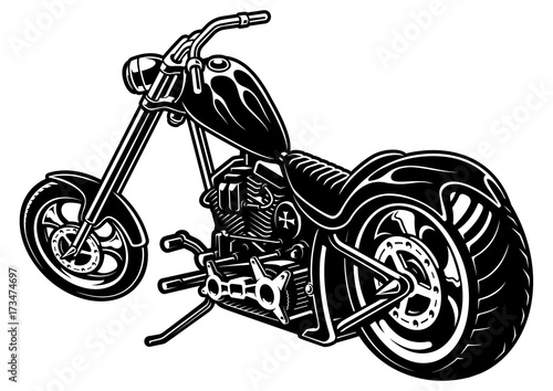 Motorcycle chopper on white bakcground