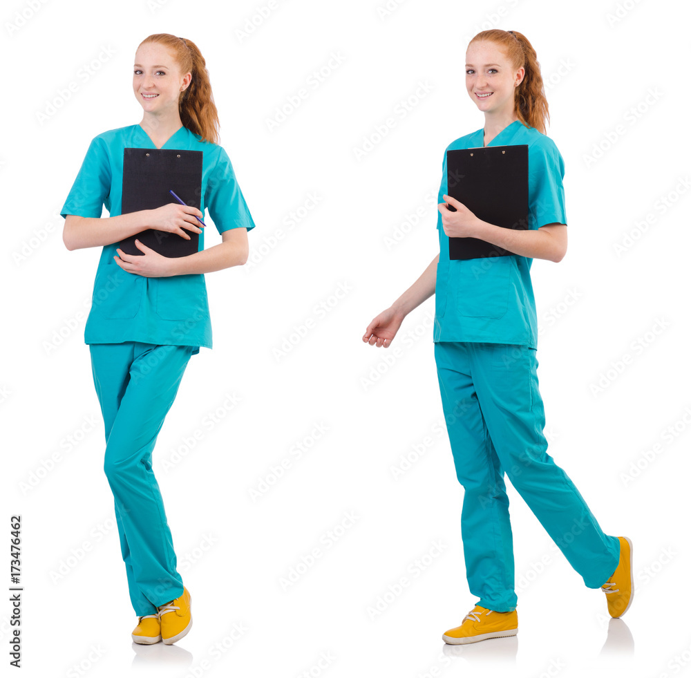 Woman-doctor with binder isolated on white Woman-doctor with binder isolated on white