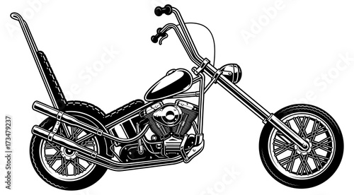 Classic american motorcycle on white background