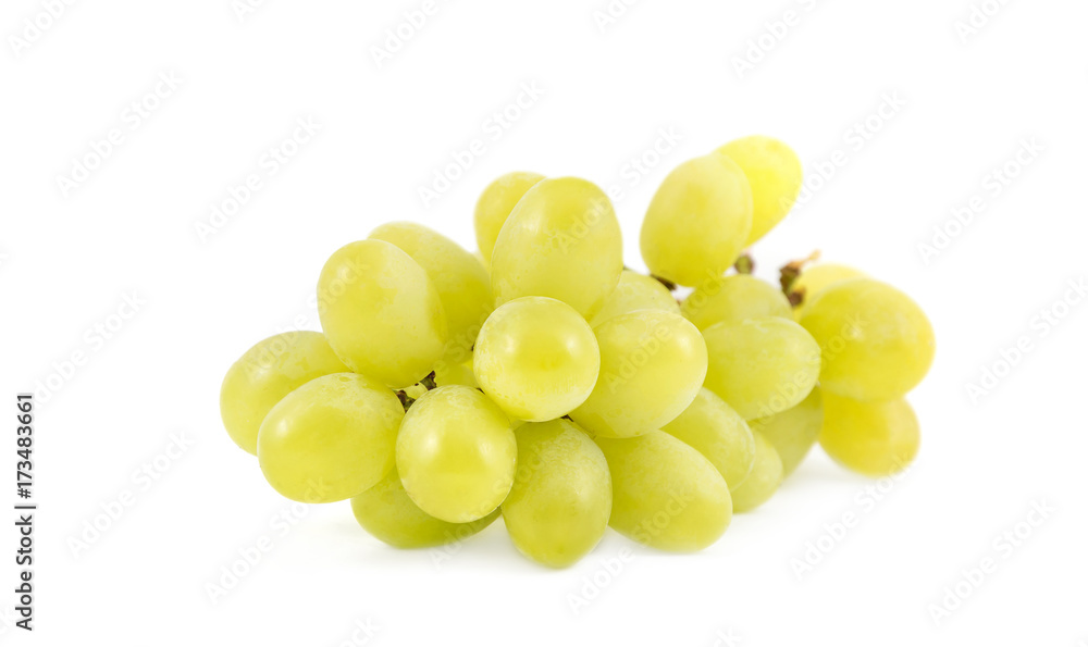 Green grape. Bunch with ripe berries of grapes on a white background. Green grape. Bunch with ripe berries of grapes on a white background.