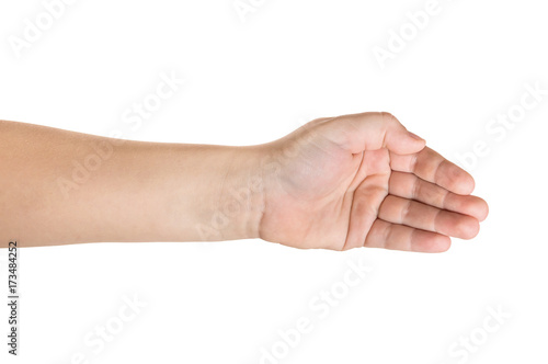 Opened child hand isolated on a white background.