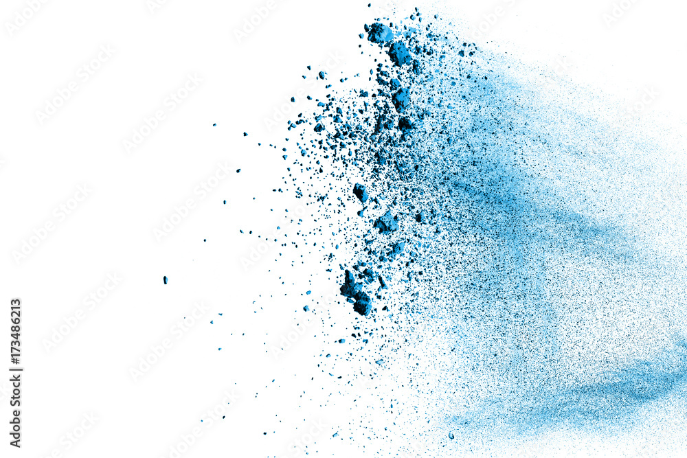 Blue Color powder splash cloud isolated on white background Blue Color powder splash cloud isolated on white background