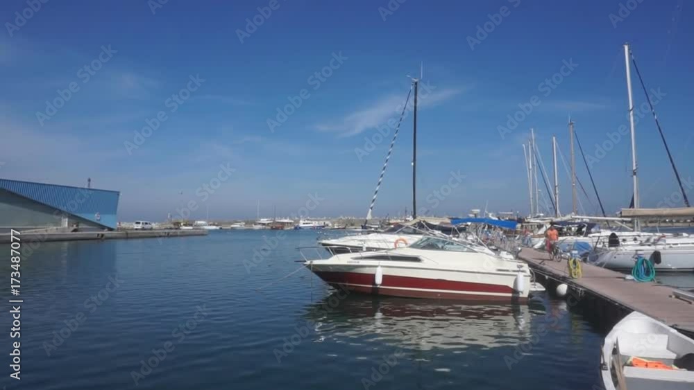 Yacht in the tourist harbor Tomis. Constanta, Romania Yacht in the tourist harbor Tomis. Constanta, Romania