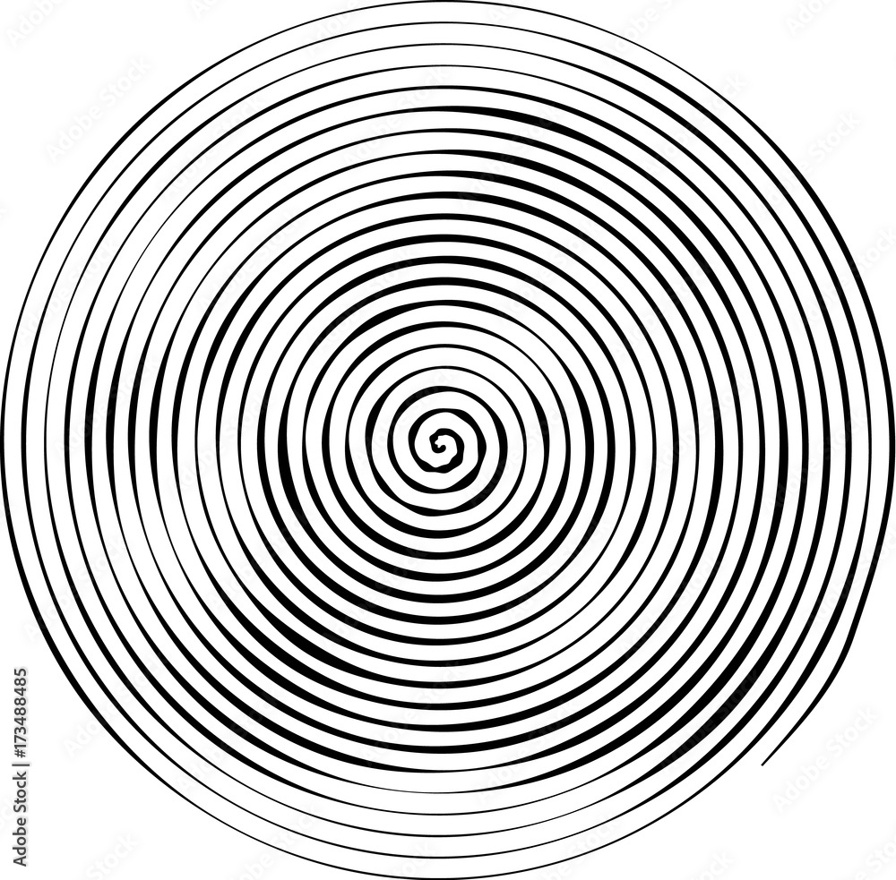 Spiral round shape. The element of design to create abstract layouts, covers, print on paper, fabric, wrap. Vector illustration  