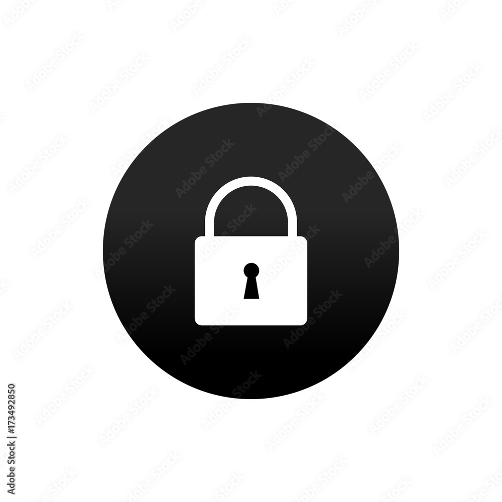 round icon with a padlock. round icon with a padlock.
