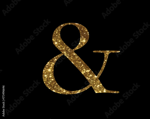 Golden glitter isolated word symbol of AND
