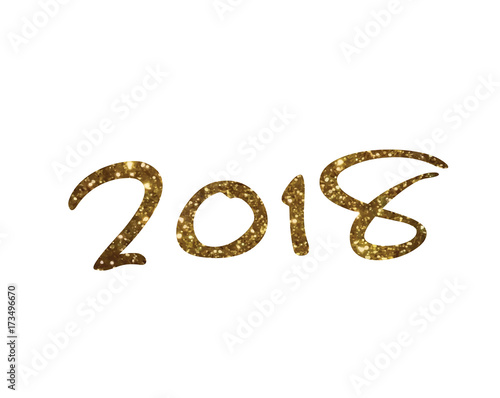Golden glitter isolated hand writing font word year 2018