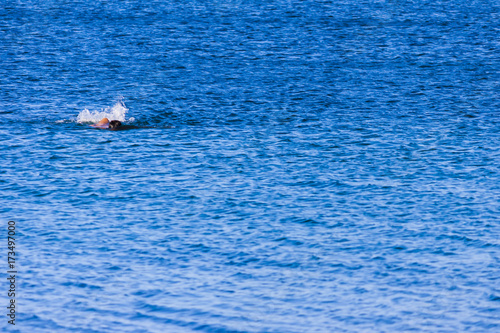 Swimmer in the blue aegean turkish sea
