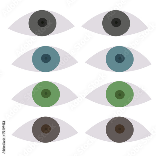 Various color types of eyes, vector set