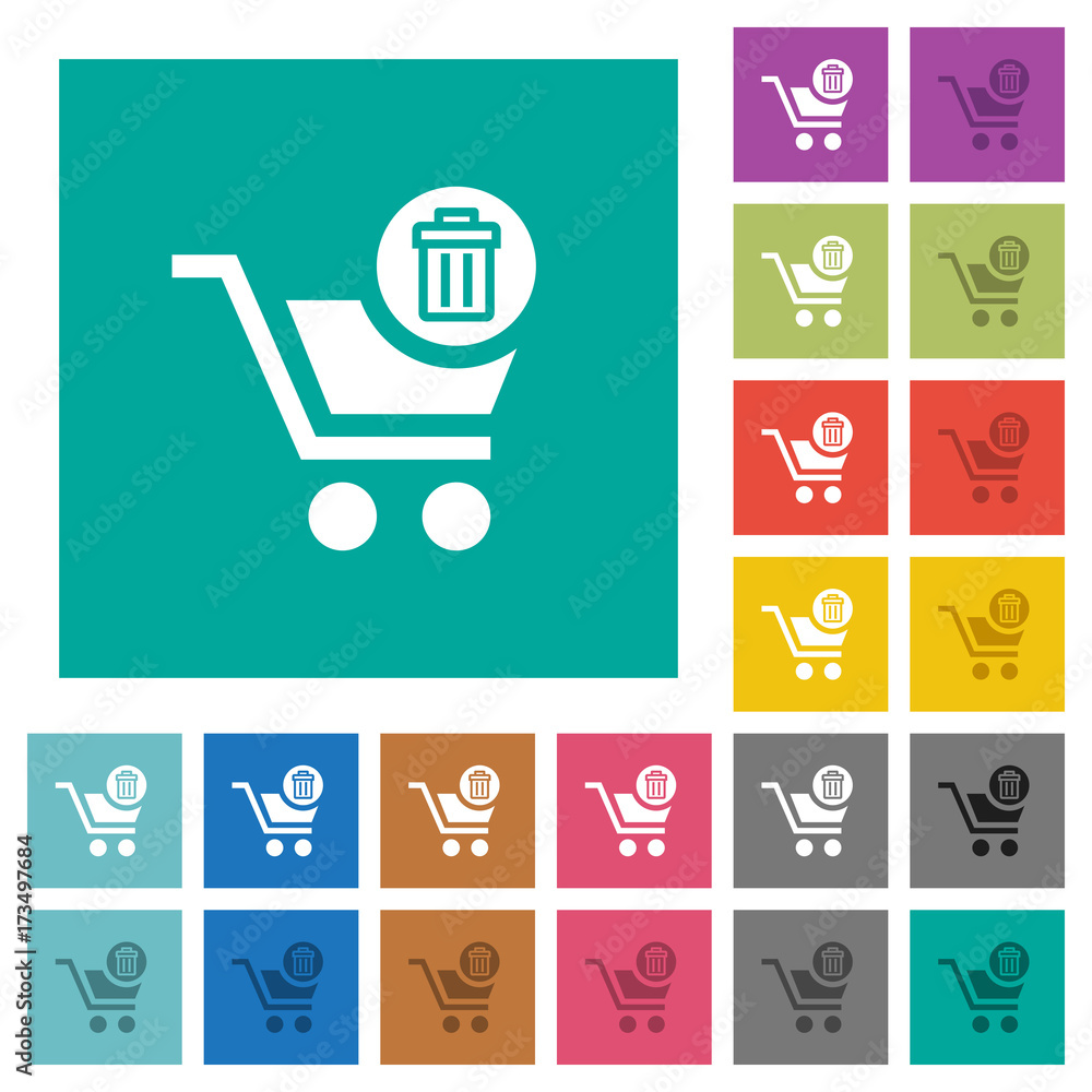 Delete from cart square flat multi colored icons Delete from cart square flat multi colored icons