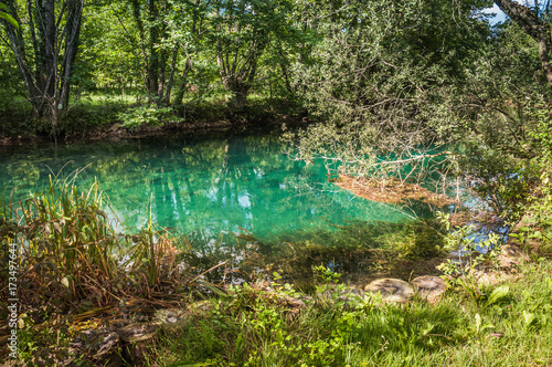 Quite section of Livenza river with transparent waters  Santissima  Friuli  Italy