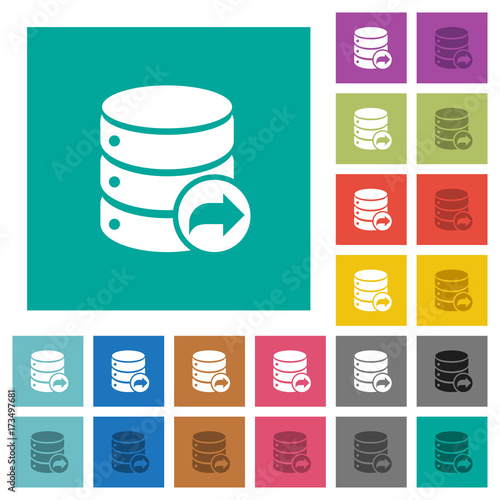 Database transaction commit square flat multi colored icons