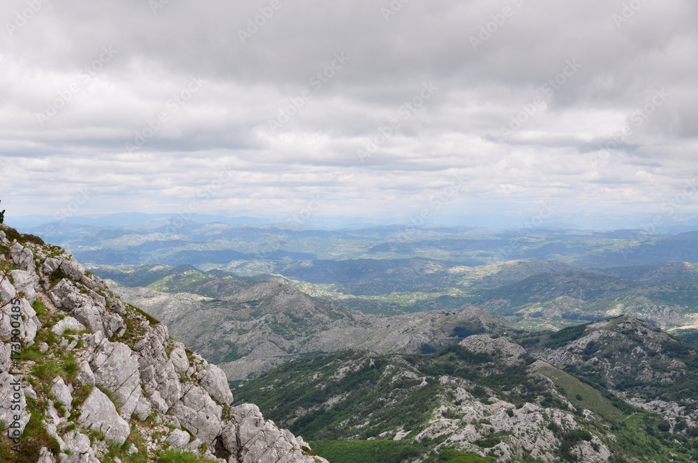 Fototapeta premium Mountain landscape before a summer rain. Panoramic view of Montenegro