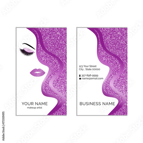 Makeup artist business card vector template