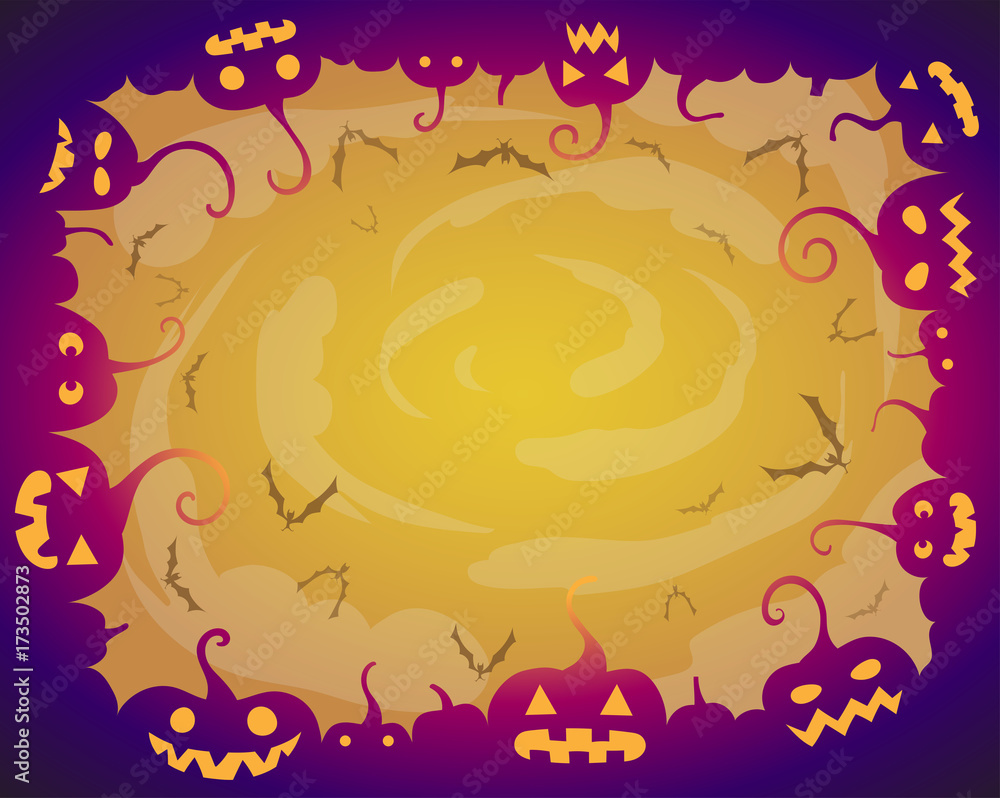 Fototapeta premium Pumpkin frame for Halloween greeting card