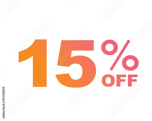 Vector luxury gradient pink to orange fifteen percent off special discount word text