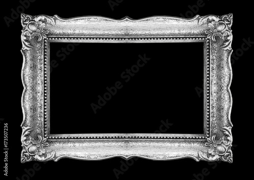 Retro Silver Picture Frame on black background