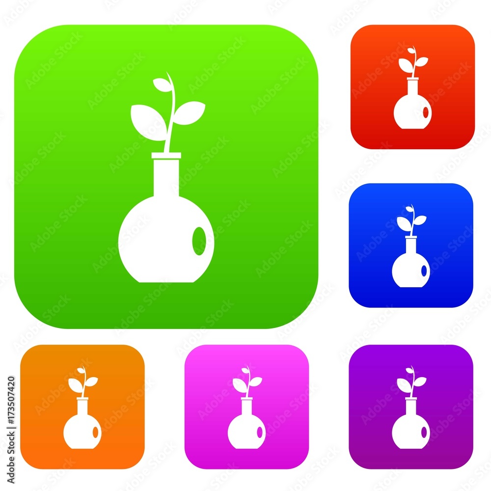 Plant in a vase set color collection Plant in a vase set color collection