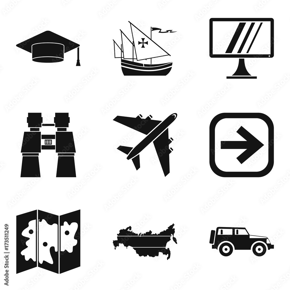 Right way icons set, simple style